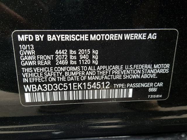 WBA3D3C51EK154512 - 2014 BMW 328 D BLACK photo 10