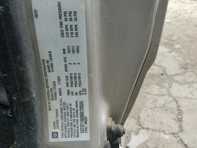 1GTDT19E888129324 - 2008 GMC CANYON SILVER photo 10