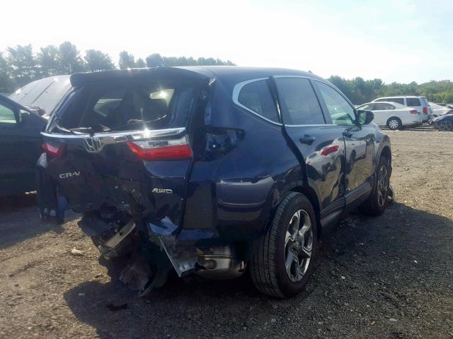 5J6RW2H88KA009077 - 2019 HONDA CR-V EXL BLUE photo 4