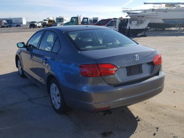 3VW2K7AJ6CM353229 - 2012 VOLKSWAGEN JETTA BASE GRAY photo 3