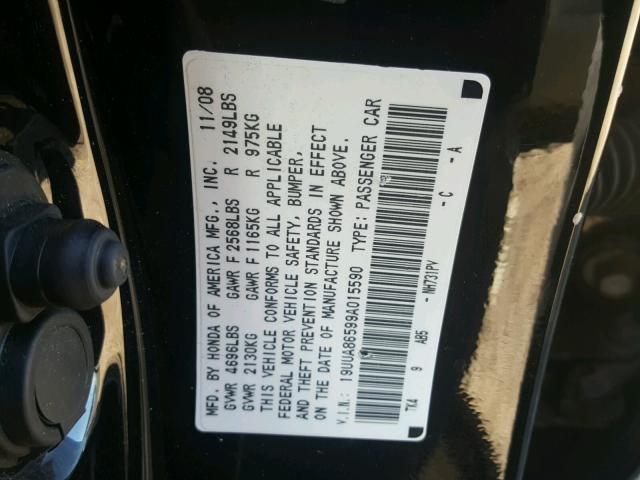 19UUA86599A015590 - 2009 ACURA TL BLACK photo 10