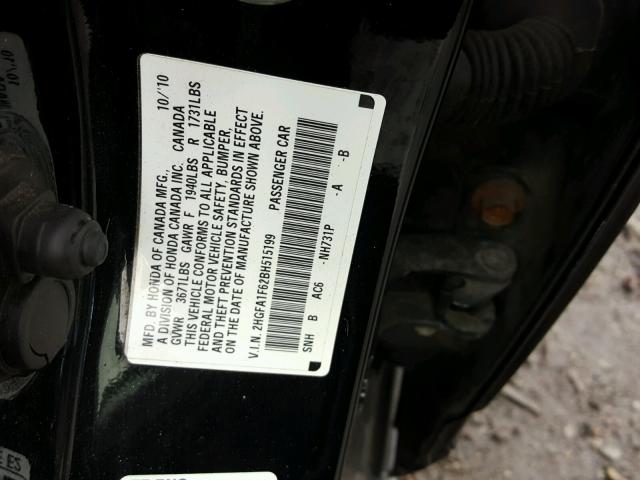 2HGFA1F62BH515199 - 2011 HONDA CIVIC LX-S Qara foto 10