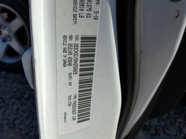 2B3CA3CV5AH256829 - 2010 DODGE CHARGER SX WHITE photo 10