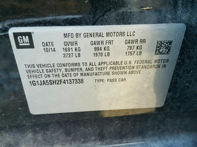 1G1JA5SH2F4137338 - 2015 CHEVROLET SONIC LS BLACK photo 10