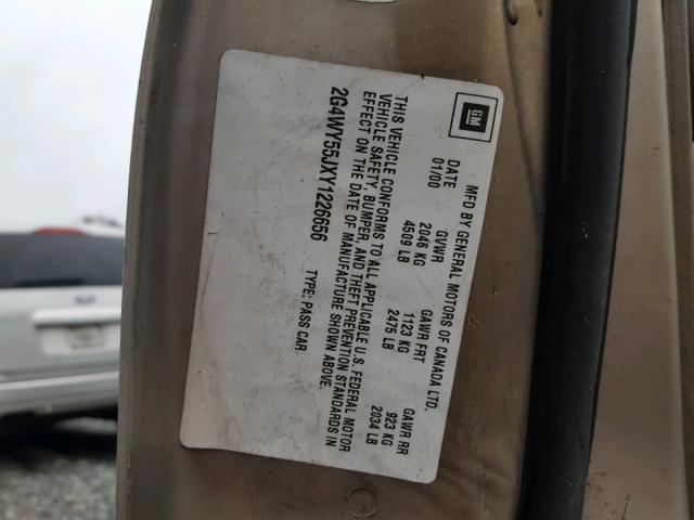 2G4WY55JXY1226656 - 2000 BUICK CENTURY LI GOLD photo 10