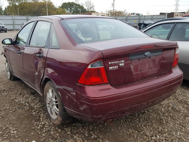 1FAHP34N67W265024 - 2007 FORD FOCUS ZX4 BURGUNDY photo 3