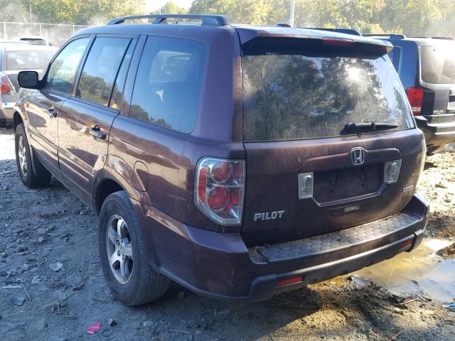 5FNYF18338B044917 - 2008 HONDA PILOT SE BURGUNDY photo 3