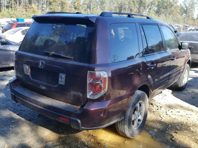 5FNYF18338B044917 - 2008 HONDA PILOT SE BURGUNDY photo 4