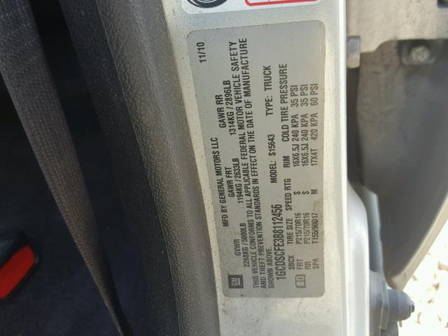 1GCDSCFE3B8112456 - 2011 CHEVROLET COLORADO L SILVER photo 10