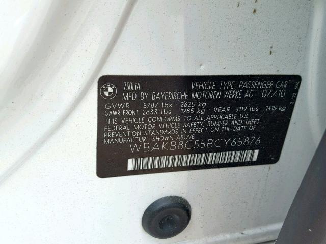 WBAKB8C55BCY65876 - 2011 BMW ALPINA B7 WHITE photo 10