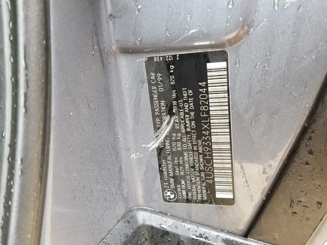 4USCH9334XLF82044 - 1999 BMW Z3 2.3 GRAY photo 10