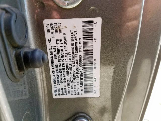 5J6YH18948L006568 - 2008 HONDA ELEMENT SC BEIGE photo 10