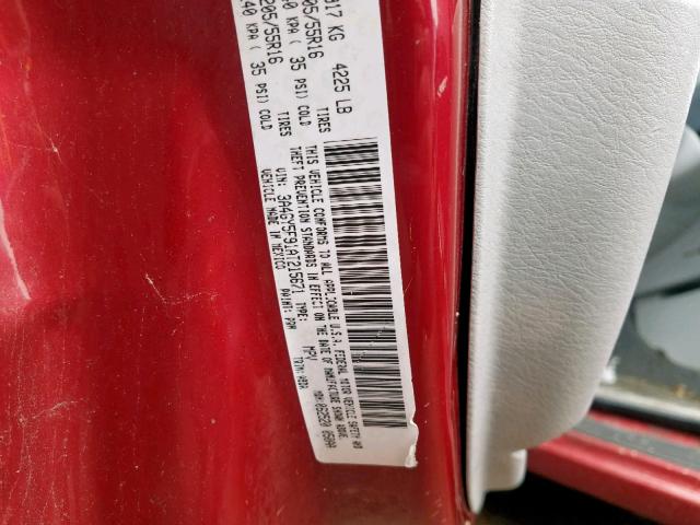 3A4GY5F91AT215671 - 2010 CHRYSLER PT CRUISER RED photo 10