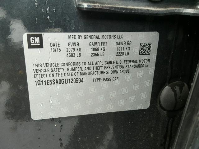 1G11E5SA0GU120594 - 2016 CHEVROLET MALIBU LIM 蓝色 照片 10