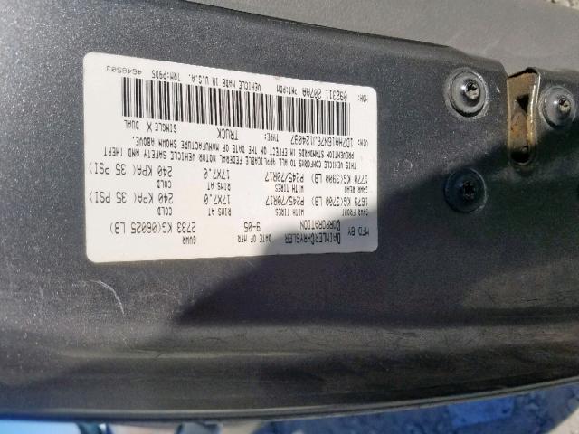 1D7HA16N76J124087 - 2006 DODGE RAM 1500 S GRAY photo 10