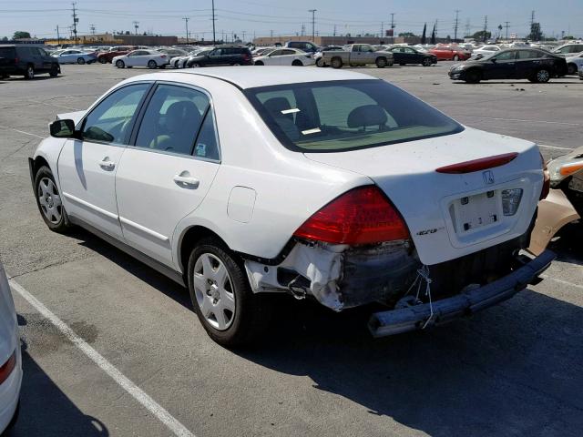 1HGCM56477A063921 - 2007 HONDA ACCORD LX WHITE photo 3