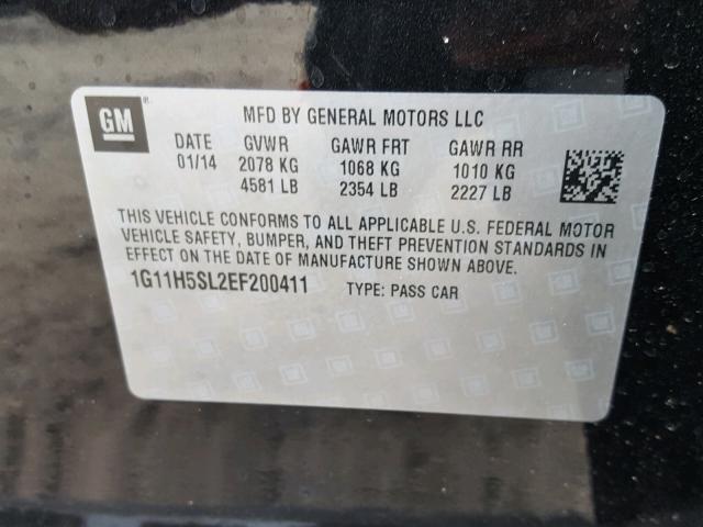 1G11H5SL2EF200411 - 2014 CHEVROLET MALIBU LTZ 黑色 照片 10