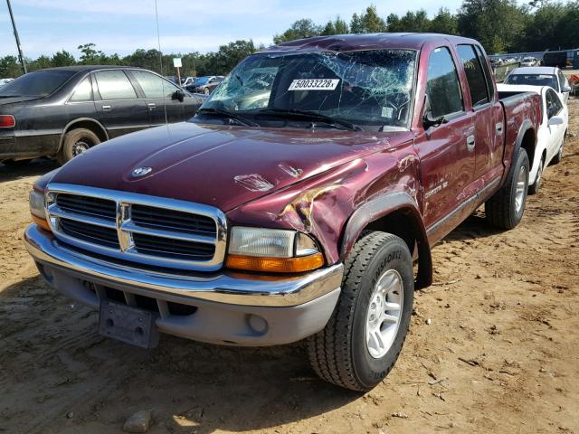 1B7HG2AN41S292987 - 2001 DODGE DAKOTA QUA BURGUNDY photo 2