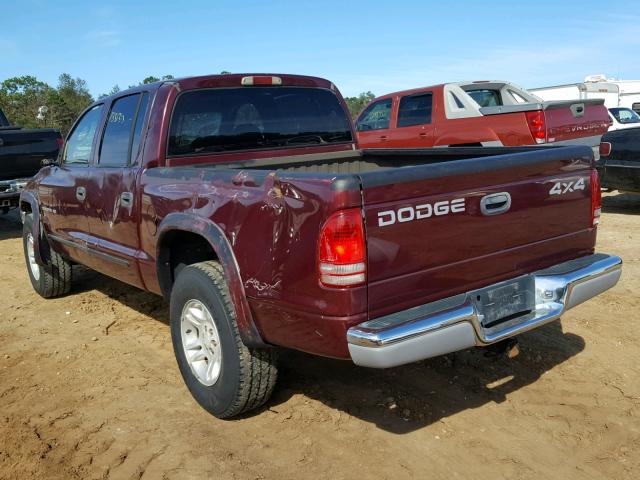 1B7HG2AN41S292987 - 2001 DODGE DAKOTA QUA BURGUNDY photo 3