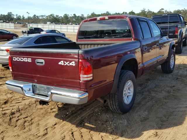 1B7HG2AN41S292987 - 2001 DODGE DAKOTA QUA BURGUNDY photo 4