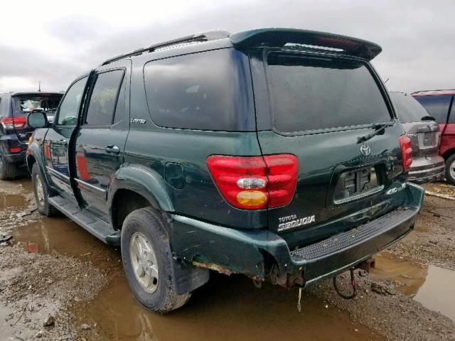 5TDBT48A91S003045 - 2001 TOYOTA SEQUOIA LI GREEN photo 3