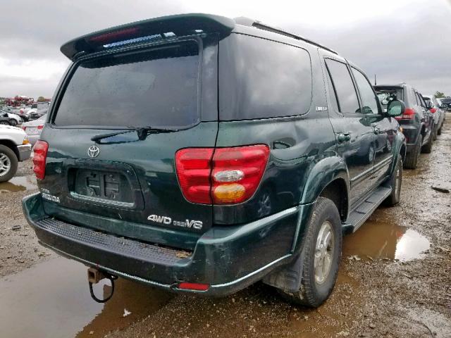 5TDBT48A91S003045 - 2001 TOYOTA SEQUOIA LI GREEN photo 4