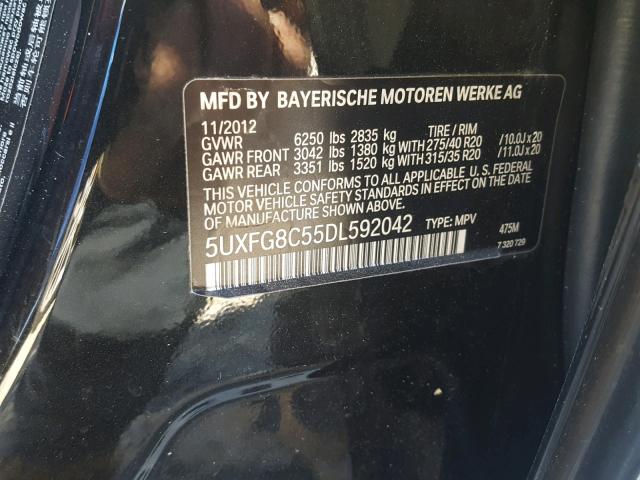 5UXFG8C55DL592042 - 2013 BMW X6 XDRIVE5 BLACK photo 10
