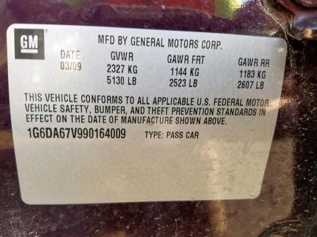 1G6DA67V990164009 - 2009 CADILLAC STS PURPLE photo 10