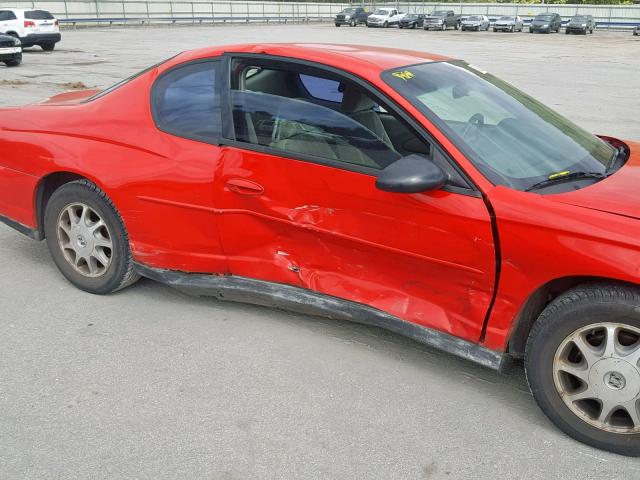 2G1WW12E519280764 - 2001 CHEVROLET MONTE CARL წითელი ფოტო 9