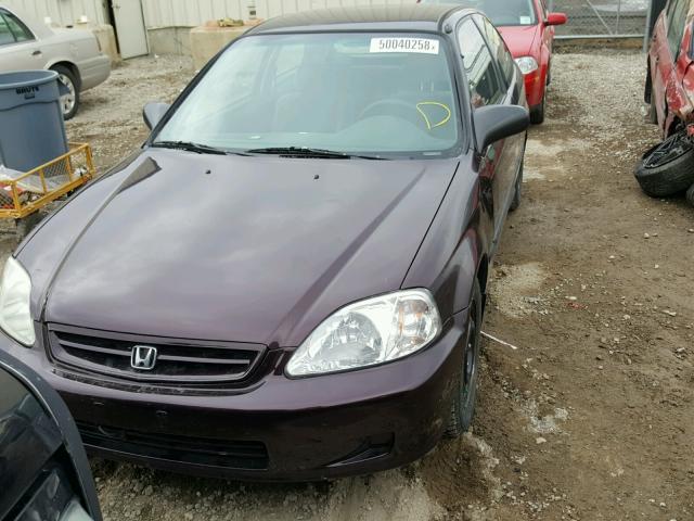 2HGEJ6420YH001207 - 2000 HONDA CIVIC CX PURPLE photo 2