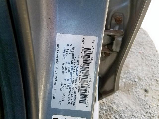 JM1BL1S59A1100835 - 2010 MAZDA 3 S SILVER photo 10