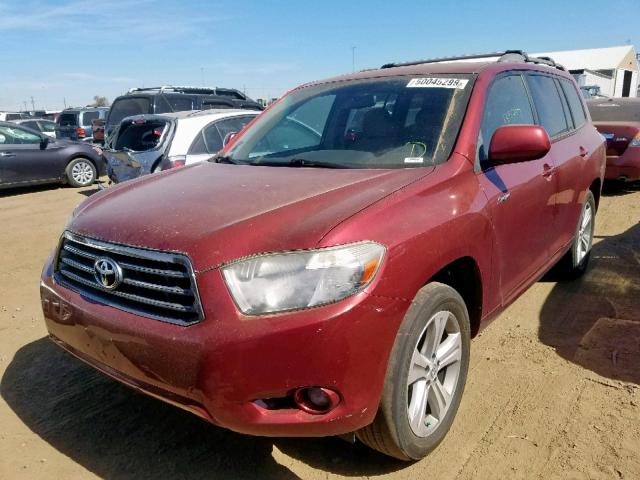 JTEES43A182031149 - 2008 TOYOTA HIGHLANDER RED photo 2