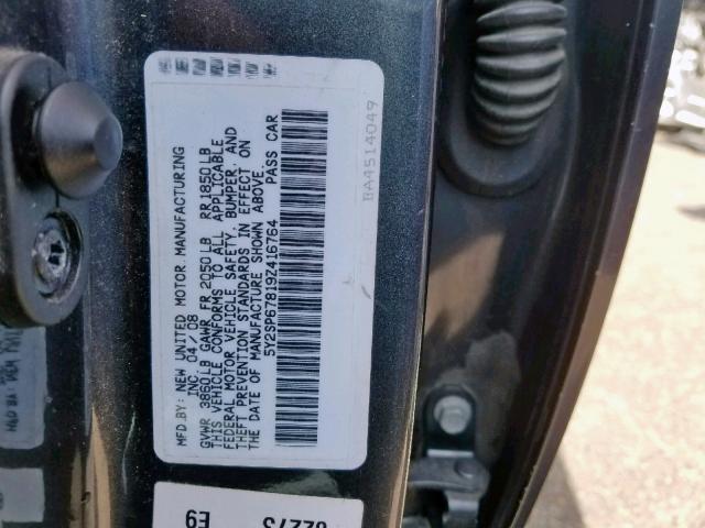 5Y2SP67819Z416764 - 2009 PONTIAC VIBE GRAY photo 10