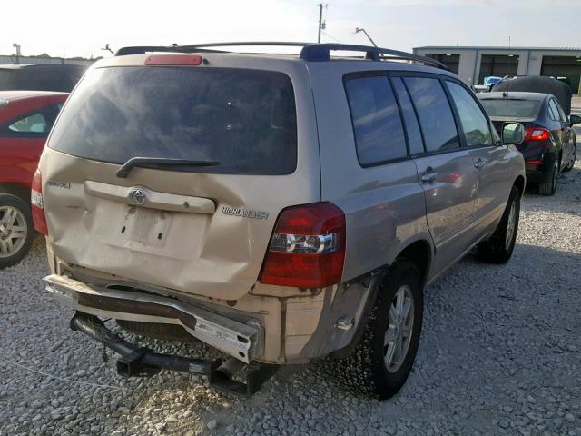 JTEGD21A340090509 - 2004 TOYOTA HIGHLANDER GOLD photo 4