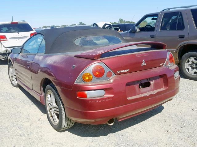 4A3AE55H23E060609 - 2003 MITSUBISHI ECLIPSE SP BURGUNDY photo 3