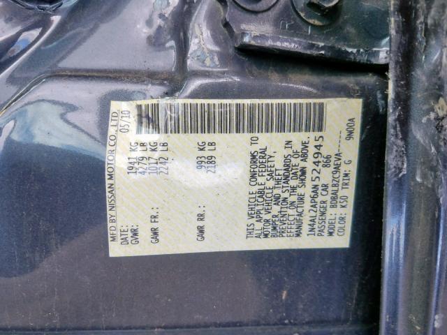 1N4AL2AP6AN524945 - 2010 NISSAN ALTIMA BAS GRAY photo 10