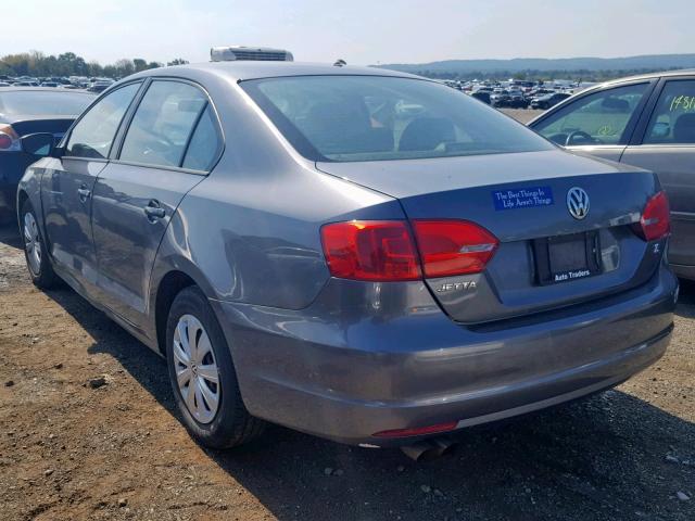 3VW2K7AJ7CM320885 - 2012 VOLKSWAGEN JETTA BASE GRAY photo 3