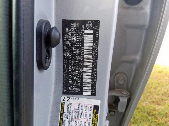 2T1KR32E77C627688 - 2007 TOYOTA COROLLA MA SILVER photo 10