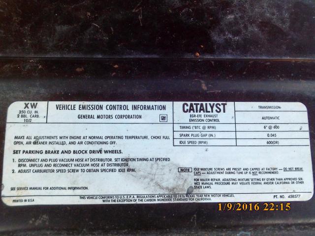 1H57V6D505580 - 1976 CHEVROLET MONTE CARL წითელი ფოტო 9