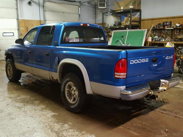 1B7GG2AN4YS752882 - 2000 DODGE DAKOTA QUA BLUE photo 3