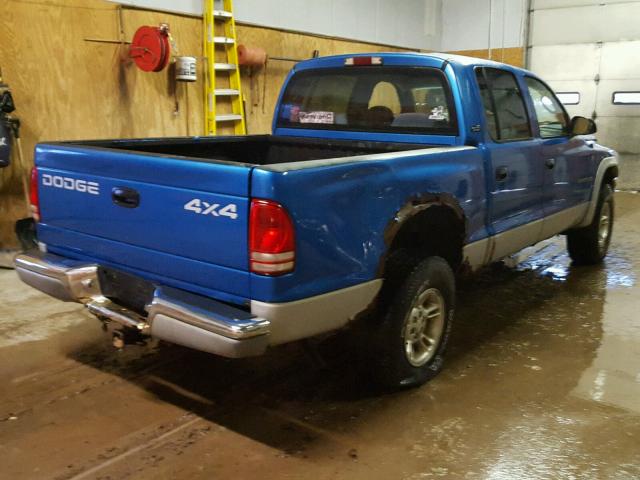 1B7GG2AN4YS752882 - 2000 DODGE DAKOTA QUA BLUE photo 4