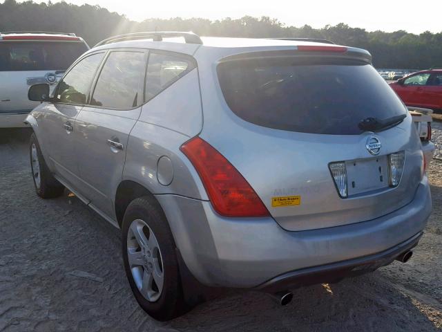 JN8AZ08T04W208265 - 2004 NISSAN MURANO SL SILVER photo 3