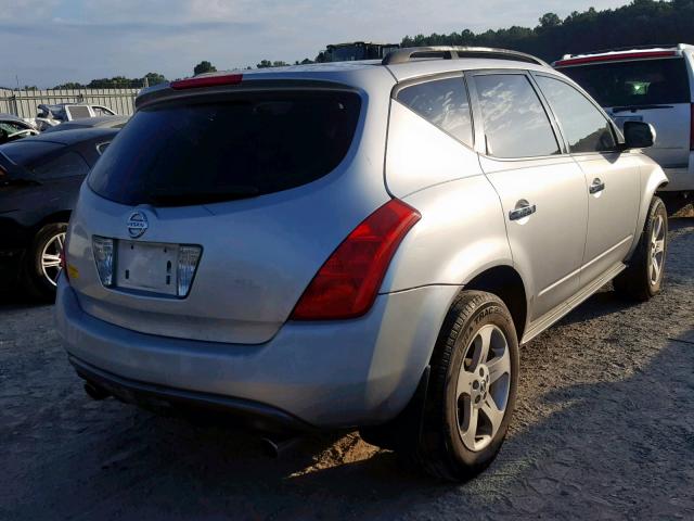 JN8AZ08T04W208265 - 2004 NISSAN MURANO SL SILVER photo 4