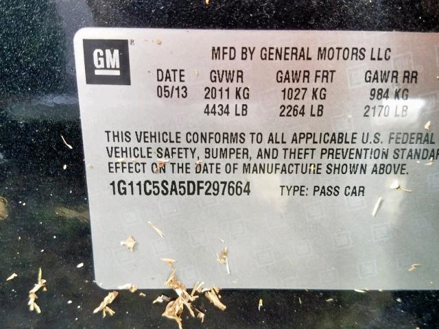 1G11C5SA5DF297664 - 2013 CHEVROLET MALIBU 1LT 黑色 照片 10