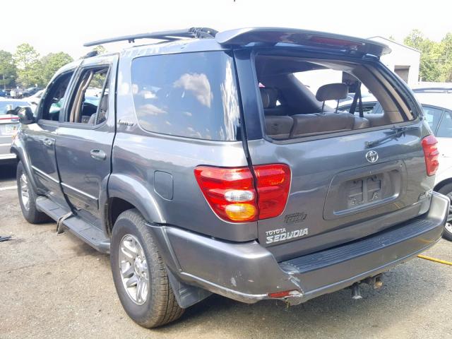 5TDZT38A83S185493 - 2003 TOYOTA SEQUOIA LI GRAY photo 3