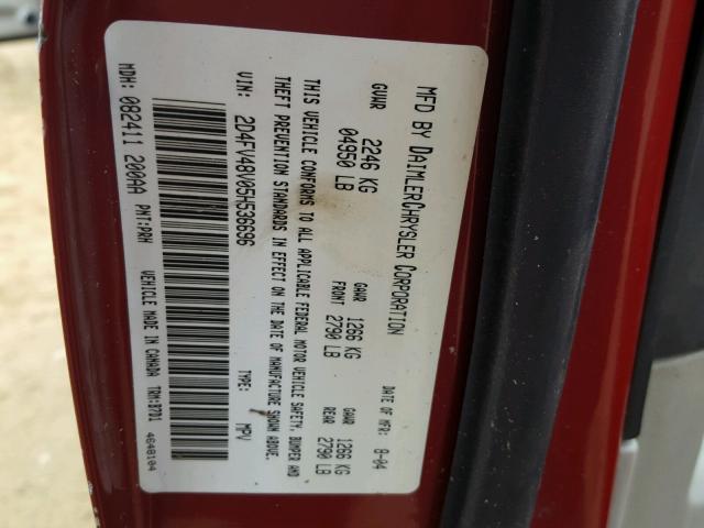 2D4FV48V05H536696 - 2005 DODGE MAGNUM SXT RED photo 10