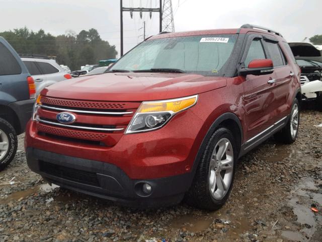 1FM5K7F85FGC09543 - 2015 FORD EXPLORER L RED photo 2