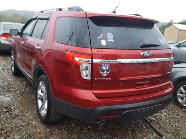 1FM5K7F85FGC09543 - 2015 FORD EXPLORER L RED photo 3