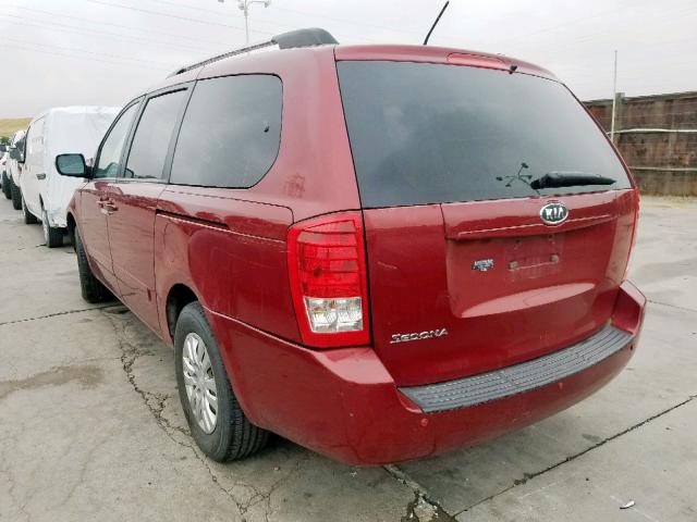 KNDMG4C7XC6466906 - 2012 KIA SEDONA LX RED photo 3