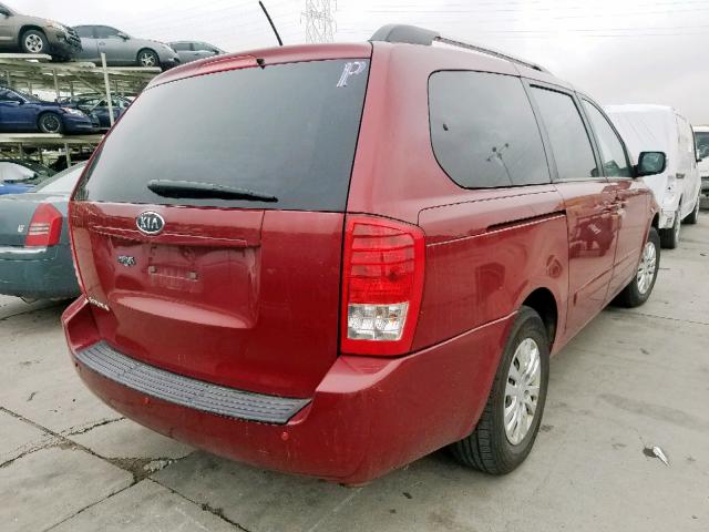 KNDMG4C7XC6466906 - 2012 KIA SEDONA LX RED photo 4